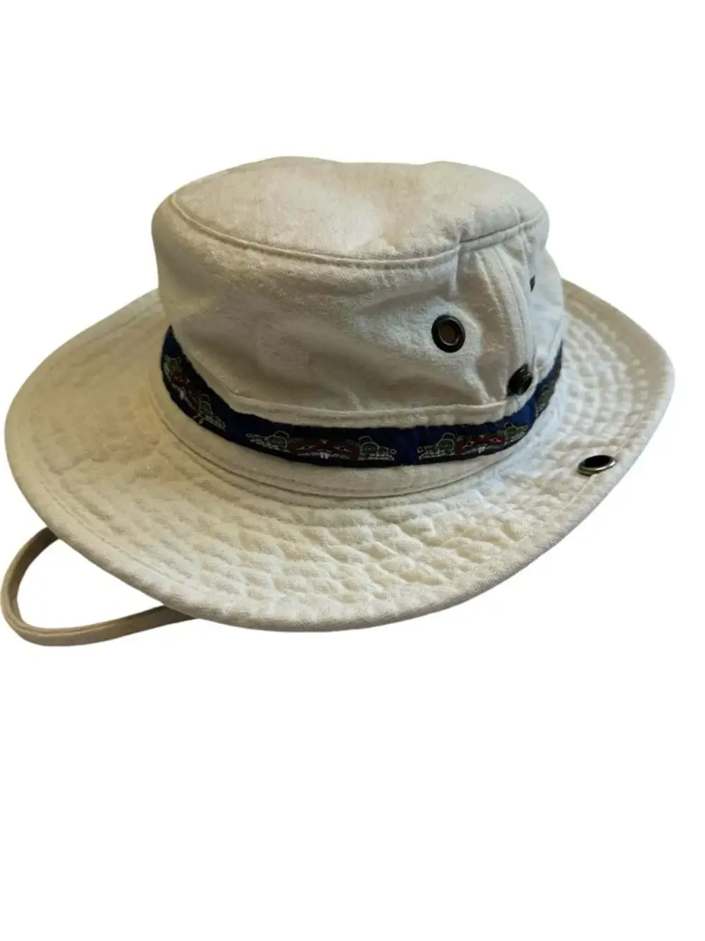 Cotton Safari Boonie Hat Cream Tribal Band Wide Brim Outdoor Hiking Fishing